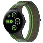 For Google Pixel Watch 3 45mm Nylon Woven Hook and Loop Fastener Watch Band(Blackish Green) - 1