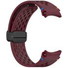 For Samsung Galaxy Watch 7 40 / 44mm Holes Style Stitched Folding Buckle Silicone Watch Band(Wine Red) - 3