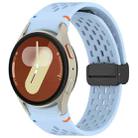 For Samsung Galaxy Watch 7 40 / 44mm Holes Style Stitched Folding Buckle Silicone Watch Band(Light Blue) - 1