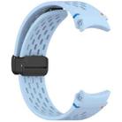 For Samsung Galaxy Watch 7 40 / 44mm Holes Style Stitched Folding Buckle Silicone Watch Band(Light Blue) - 3