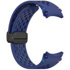 For Samsung Galaxy Watch 7 40 / 44mm Holes Style Stitched Folding Buckle Silicone Watch Band(Midnight Blue) - 3