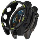 For Garmin Fenix 8 MIP 47mm Solar Armour Hollow TPU Half Coverage Watch Case Solar Version(Black Green) - 1