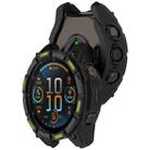 For Garmin Fenix 8 MIP 47mm Solar Armour Hollow TPU Half Coverage Watch Case Solar Version(Black Green) - 3