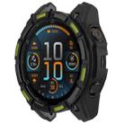 For Garmin Fenix 8 MIP 51mm Solar Armour Hollow TPU Half Coverage Watch Case Solar Version(Black Green) - 2