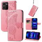 For HMD Skyline Butterfly Love Flower Embossed Leather Phone Case(Pink) - 1