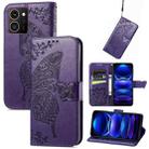 For HMD Skyline Butterfly Love Flower Embossed Leather Phone Case(Purple) - 1