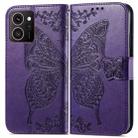 For HMD Skyline Butterfly Love Flower Embossed Leather Phone Case(Purple) - 2