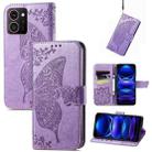 For HMD Skyline Butterfly Love Flower Embossed Leather Phone Case(Lavender) - 1