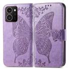 For HMD Skyline Butterfly Love Flower Embossed Leather Phone Case(Lavender) - 2