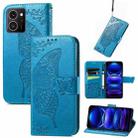 For HMD Skyline Butterfly Love Flower Embossed Leather Phone Case(Blue) - 1