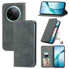 For vivo Y300 Pro Retro Skin Feel Magnetic Flip Leather Phone Case(Grey) - 1