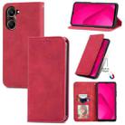 For vivo Y37 Retro Skin Feel Magnetic Flip Leather Phone Case(Red) - 1