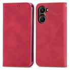 For vivo Y37 Retro Skin Feel Magnetic Flip Leather Phone Case(Red) - 2