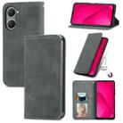 For vivo Y18e Retro Skin Feel Magnetic Flip Leather Phone Case(Grey) - 1