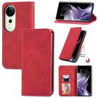 For vivo T3 Ultra Retro Skin Feel Magnetic Flip Leather Phone Case(Red) - 1