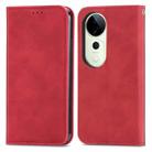 For vivo T3 Ultra Retro Skin Feel Magnetic Flip Leather Phone Case(Red) - 2