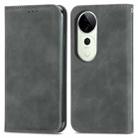 For vivo T3 Ultra Retro Skin Feel Magnetic Flip Leather Phone Case(Grey) - 2