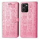 For HMD Skyline Cat and Dog Embossed Leather Phone Case(Pink) - 2