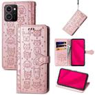 For HMD Skyline Cat and Dog Embossed Leather Phone Case(Rose Gold) - 1