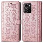 For HMD Skyline Cat and Dog Embossed Leather Phone Case(Rose Gold) - 2