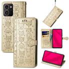 For HMD Skyline Cat and Dog Embossed Leather Phone Case(Gold) - 1