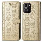 For HMD Skyline Cat and Dog Embossed Leather Phone Case(Gold) - 2