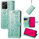 For HMD Skyline Cat and Dog Embossed Leather Phone Case(Green) - 1