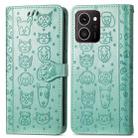 For HMD Skyline Cat and Dog Embossed Leather Phone Case(Green) - 2