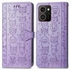 For HMD Skyline Cat and Dog Embossed Leather Phone Case(Purple) - 2