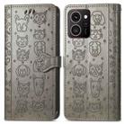 For HMD Skyline Cat and Dog Embossed Leather Phone Case(Gray) - 2