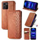 For HMD Skyline Cubic Grid Pressed Magnetic Leather Phone Case(Brown) - 1