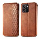 For HMD Skyline Cubic Grid Pressed Magnetic Leather Phone Case(Brown) - 2