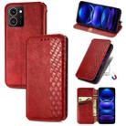 For HMD Skyline Cubic Grid Pressed Magnetic Leather Phone Case(Red) - 1