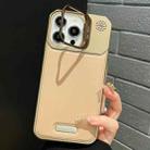 For iPhone 12 Pro Max Metal Holder Plain Leather MagSafe Phone Case(Gold) - 1