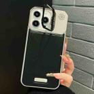 For iPhone 12 Pro Metal Holder Plain Leather MagSafe Phone Case(Black) - 1