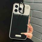 For iPhone 15 Pro Metal Holder Plain Leather MagSafe Phone Case(Black) - 1