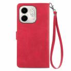 For Infinix Smart 9 Embossed Flower Zipper Leather Phone Case(Red) - 3