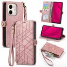 For Infinix Smart 9 Geometric Zipper Wallet Side Buckle Leather Phone Case(Pink) - 1