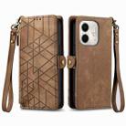 For Infinix Smart 9 Geometric Zipper Wallet Side Buckle Leather Phone Case(Brown) - 2