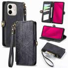 For Infinix Smart 9 Geometric Zipper Wallet Side Buckle Leather Phone Case(Black) - 1