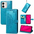 For Infinix Smart 9 Mandala Flower Embossed Leather Phone Case(Blue) - 1