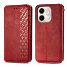 For Infinix Smart 9 Cubic Grid Pressed Magnetic Leather Phone Case(Red) - 2