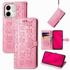 For Infinix Smart 9 Cat and Dog Embossed Leather Phone Case(Pink) - 1