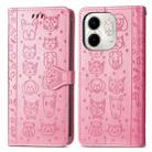 For Infinix Smart 9 Cat and Dog Embossed Leather Phone Case(Pink) - 2