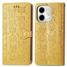 For Infinix Smart 9 Cat and Dog Embossed Leather Phone Case(Yellow) - 2