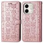 For Infinix Smart 9 Cat and Dog Embossed Leather Phone Case(Rose Gold) - 2