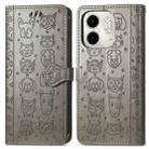 For Infinix Smart 9 Cat and Dog Embossed Leather Phone Case(Gray) - 2