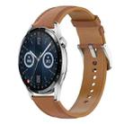 For Huawei Watch GT 3 42mm Stainless Steel Quick Release Buckle 20mm Genuine Leather Watch Band(Light Brown) - 1