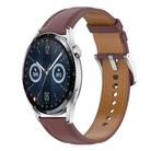 For Huawei Watch GT 3 42mm Stainless Steel Quick Release Buckle 20mm Genuine Leather Watch Band(Dark Brown) - 1