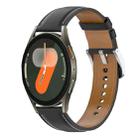 For Samsung Galaxy Watch 7 40 / 44mm Stainless Steel Quick Release Buckle 20mm Genuine Leather Watch Band(Black) - 1